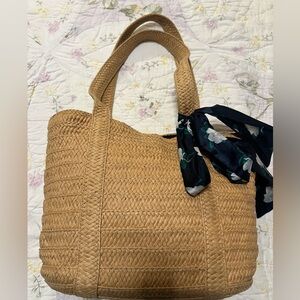 Draper James Tan Woven Tote Bag